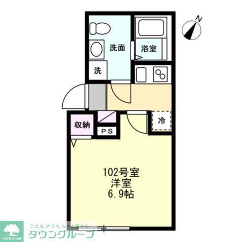ベイルームプレミア湘南台(1K/1階)の間取り写真