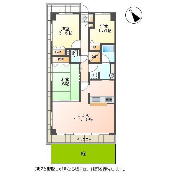 プレステージ青山(3LDK/1階)の間取り写真