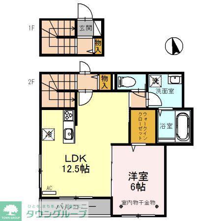 メゾンドボヌール(1LDK/2階)の間取り写真
