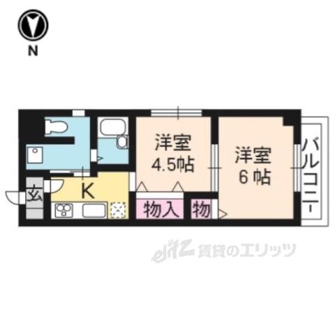 フォルティー西大路(2K/2階)の間取り写真