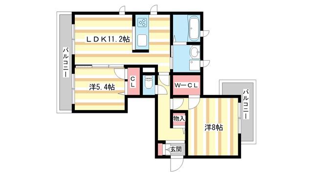 シャーメゾン春日(2LDK/3階)の間取り写真
