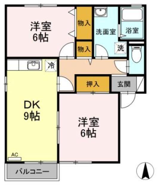 ボナール(2LDK/1階)の間取り写真