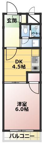 シャトルウッド(1DK/1階)の間取り写真