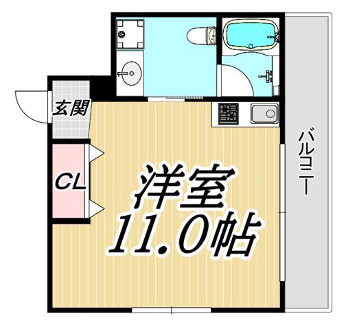 古山ビル(ワンルーム/3階)の間取り写真