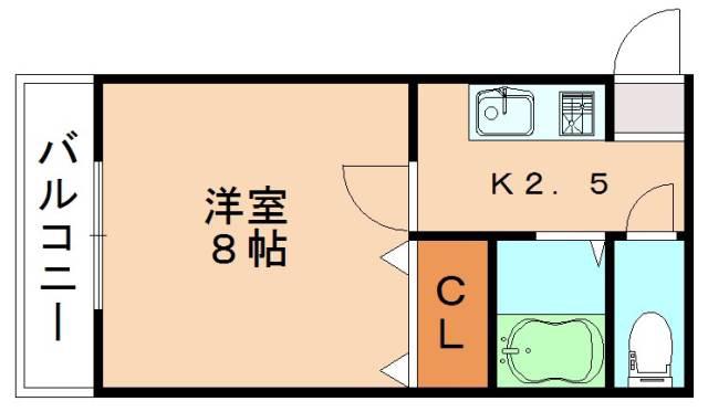 サンパティーク(1K/2階)の間取り写真
