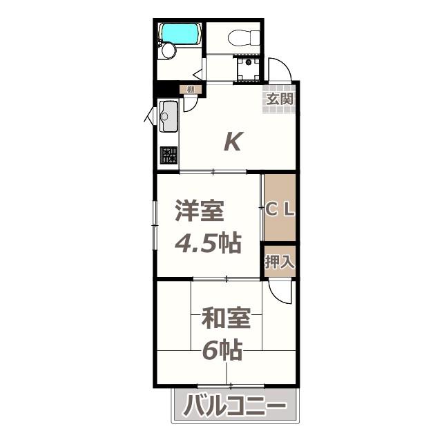 プレアール山坂(2K/4階)の間取り写真