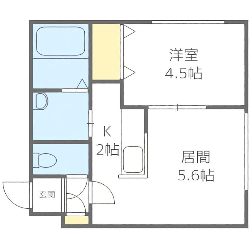ローヤルハイツ水車町(1DK/4階)の間取り写真