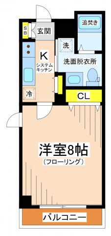 クラヴィーア仙川(1K/4階)の間取り写真