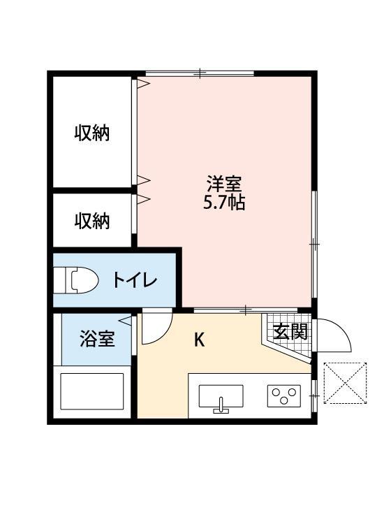 桜レジデンスB(1K/1階)の間取り写真