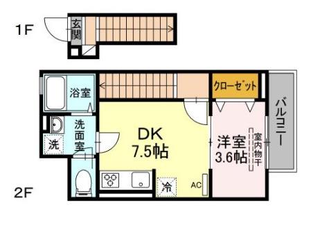 エクセリア高島平I(1DK/2階)の間取り写真