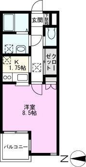 ヴィスタフジ(1K/2階)の間取り写真