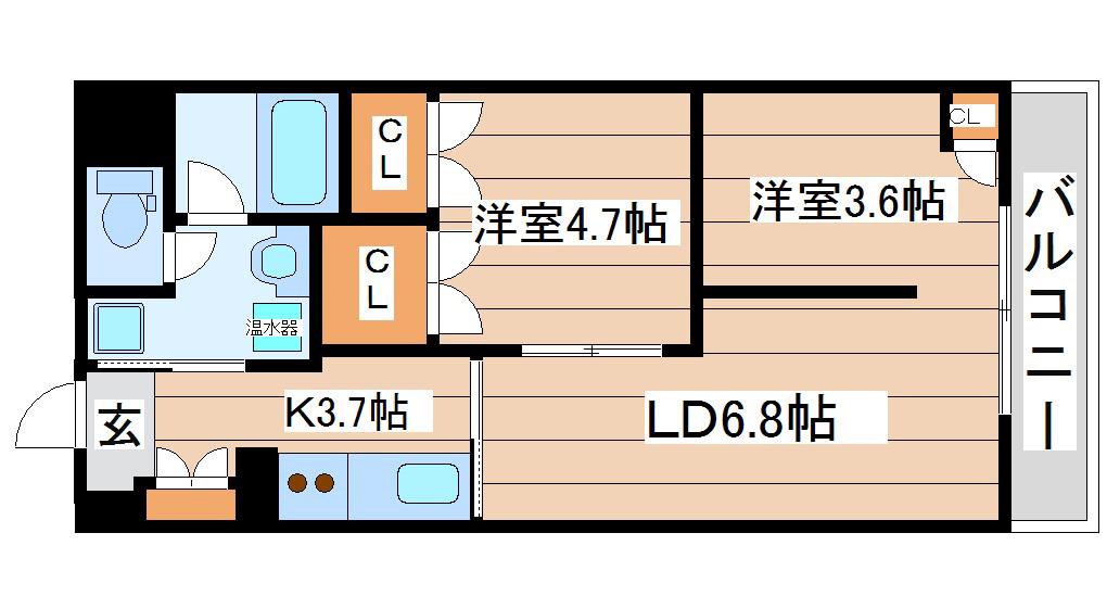 SENDAI忠恕館(2LDK/2階)の間取り写真