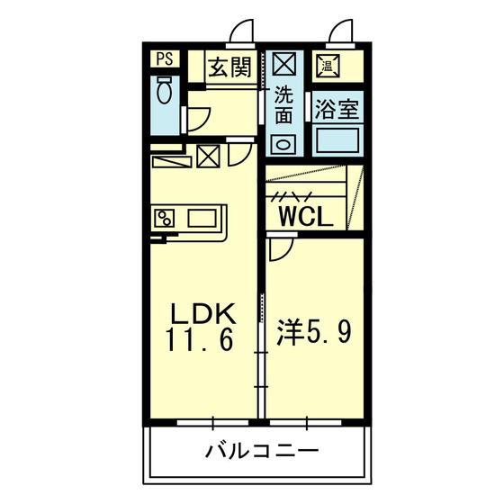 M.SOLARE(1LDK/1階)の間取り写真