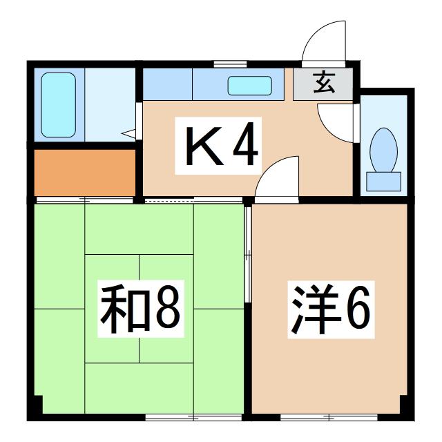 上町マンション(2K/2階)の間取り写真