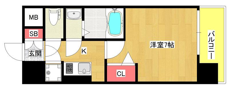 レジュールアッシュウエストレジス(1K/9階)の間取り写真