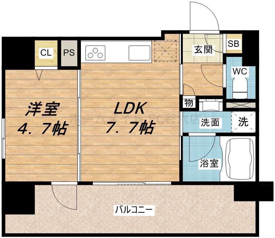 セイワパレス玉造駅前(1DK/8階)の間取り写真