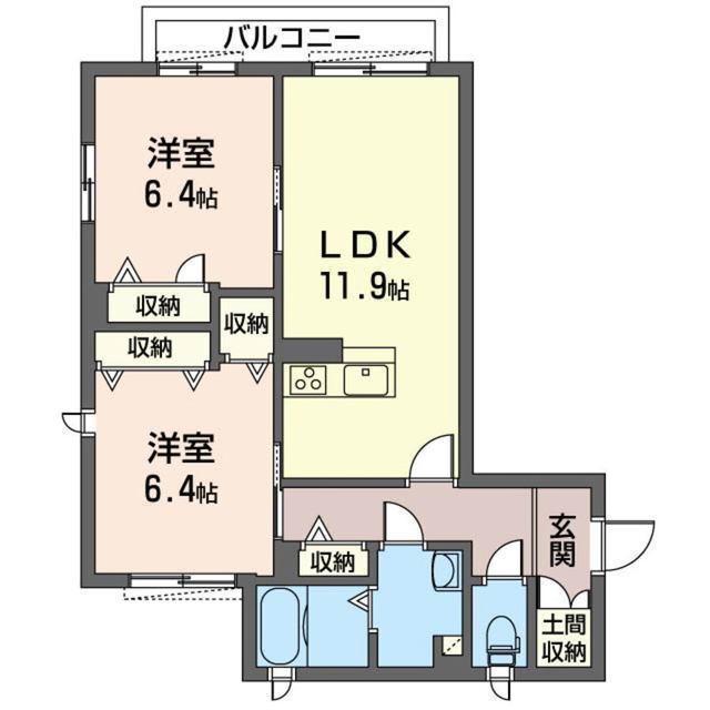 クレスト テラス(2LDK/2階)の間取り写真