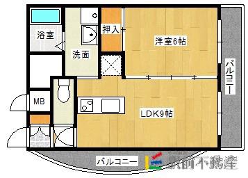 KS1999(1LDK/4階)の間取り写真