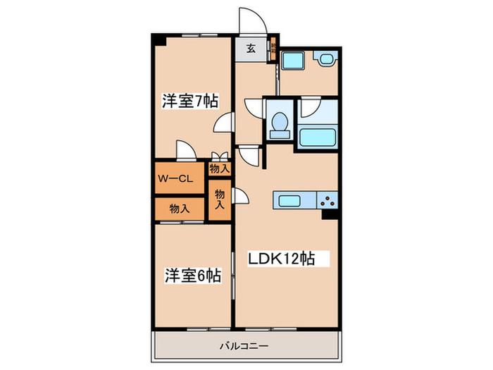 ヴィーヴル橋本(2LDK/2階)の間取り写真
