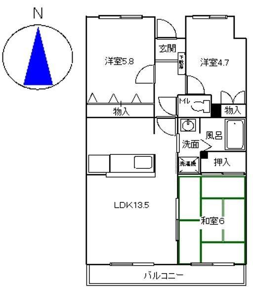 ふるさと(3LDK/2階)の間取り写真