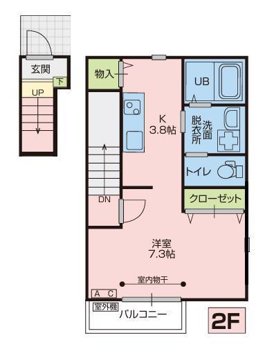 WEAL上野町(1K/2階)の間取り写真