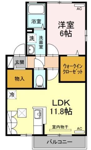 プレミール B棟(1LDK/1階)の間取り写真