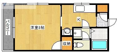 ハイツえいこうA(1K/2階)の間取り写真