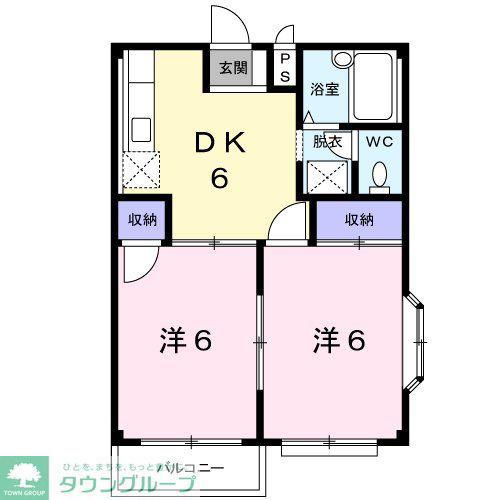 とまと 3(2DK/2階)の間取り写真