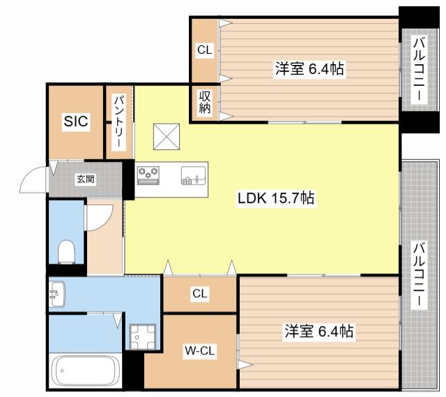 MAISON DE MARINE(2LDK/1階)の間取り写真