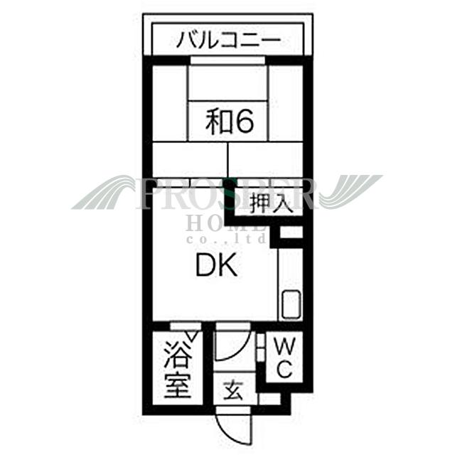 サンプラザ今里I番館(1DK/2階)の間取り写真
