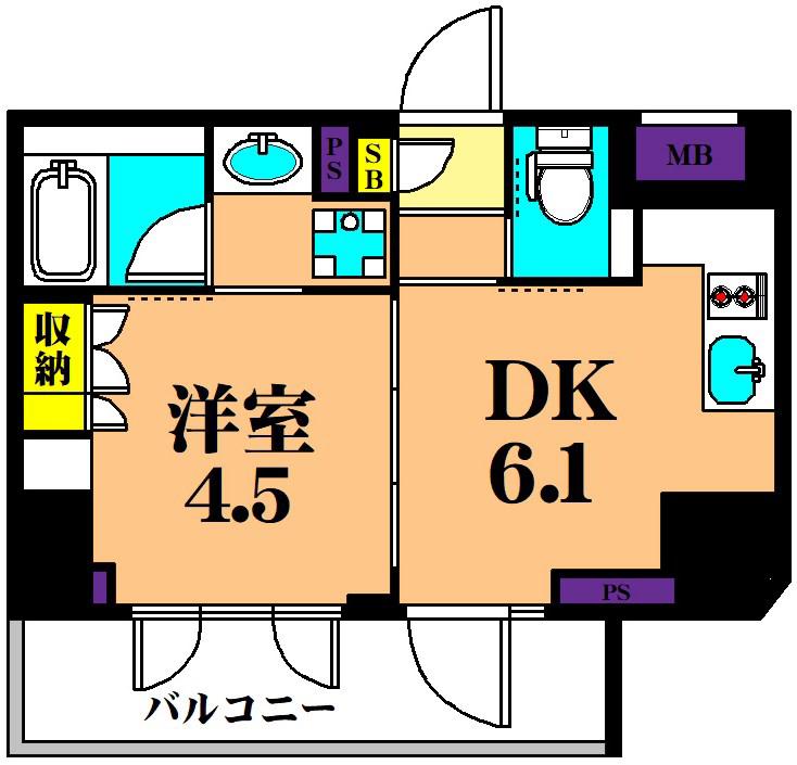 ルフォンプログレ品川大井(1DK/11階)の間取り写真