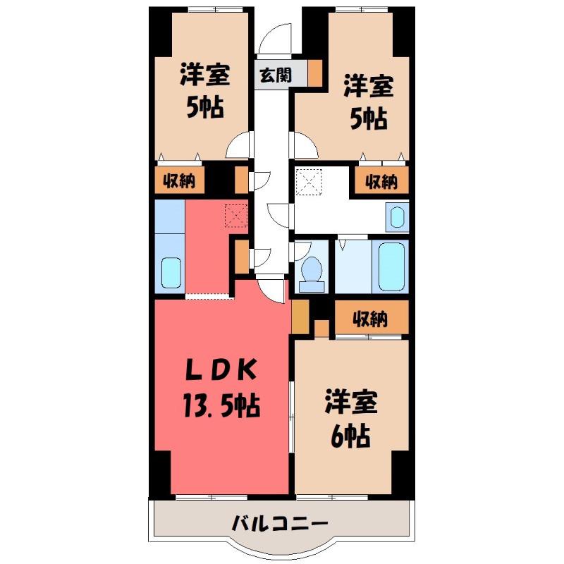 グランドバレー(3LDK/5階)の間取り写真