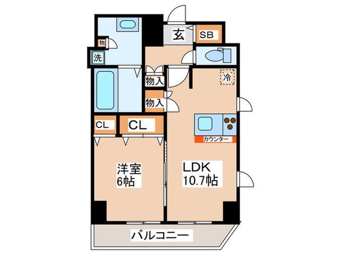 スワンズ心斎橋イースト(1LDK/13階)の間取り写真
