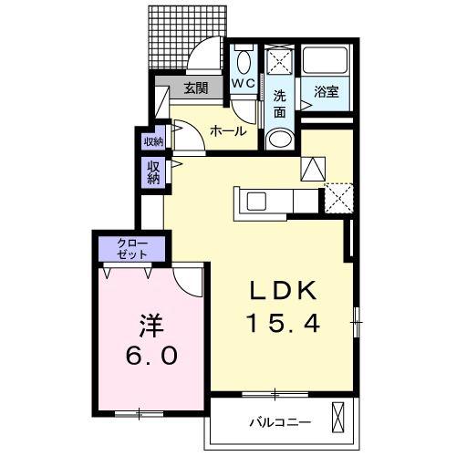 アルドーレ(1LDK/1階)の間取り写真