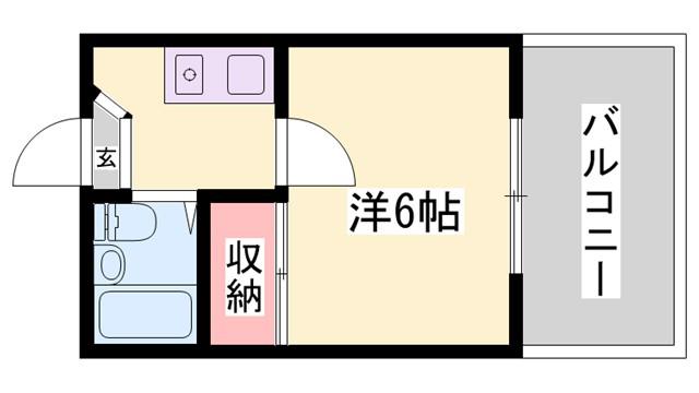 RINKY GARDEN II(1K/1階)の間取り写真