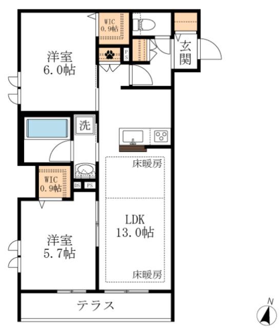 LS PLUS八潮(2LDK/1階)の間取り写真