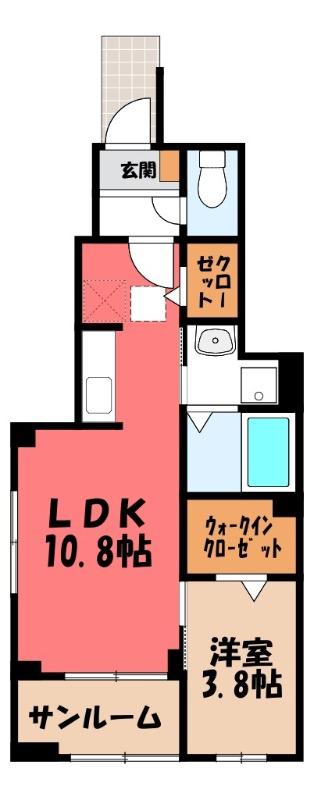 ミルト ブリッサ 大原(1LDK/1階)の間取り写真