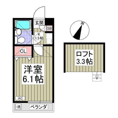 ジュネパレス松戸第68(1K/2階)の間取り写真