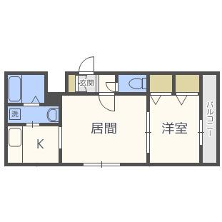 レジデンス学園前(1LDK/2階)の間取り写真