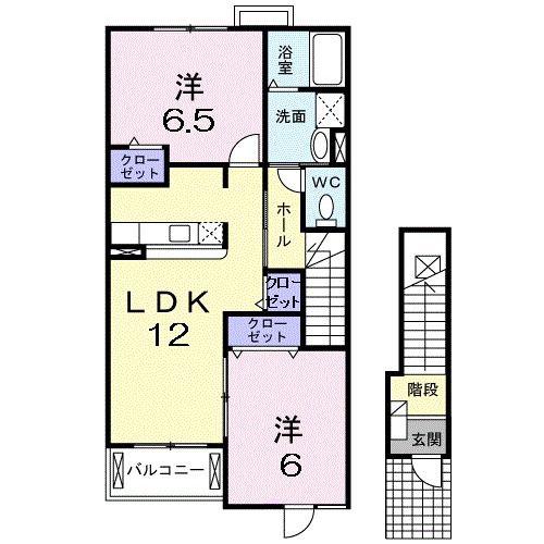 ラネージュI番館(2LDK/2階)の間取り写真
