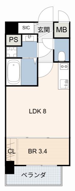 豊田駅前ビル(1LDK/9階)の間取り写真