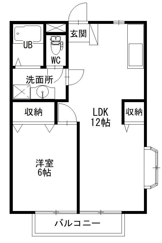 プロヴァンスB(1LDK/2階)の間取り写真