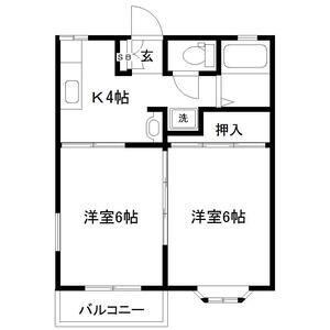 カトレア幸(2K/2階)の間取り写真