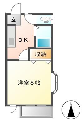 ドリーミング福山(1K/2階)の間取り写真