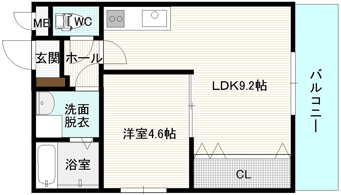サンフェリーチェ(1LDK/2階)の間取り写真