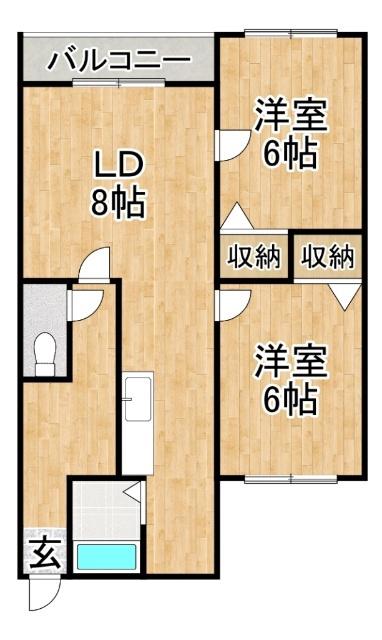 ハイツヒーロー174(2LDK/2階)の間取り写真