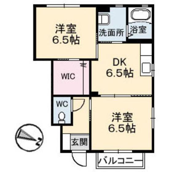 サンディアス(2DK/1階)の間取り写真