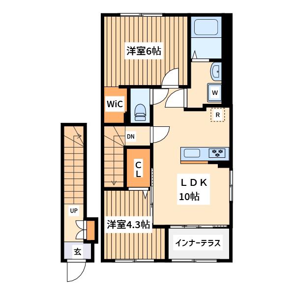 グリーンビレッジⅦ(2LDK/2階)の間取り写真
