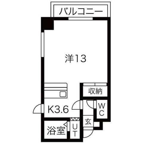 アルティミス手稲(1K/6階)の間取り写真