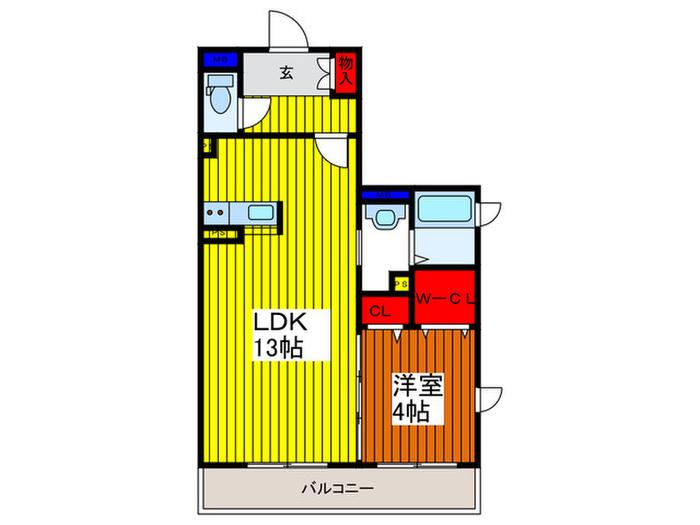 KAWADA・B/U704(1LDK/3階)の間取り写真